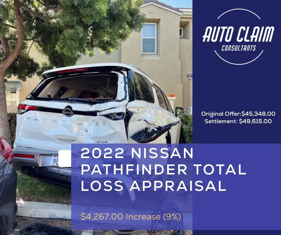 auto claim consultant 2022 nissan pathfinder total loss appraisal